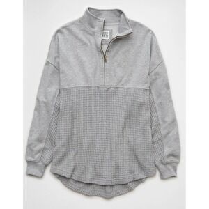 American Eagle Seriously Lived In 1/4 Zip Pullover Waffle Knit Women Medium Boho